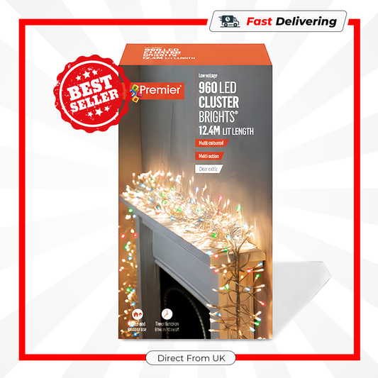 Premier 960 LED Multi Action Cluster Lights with Timer Multi Clear String Lights