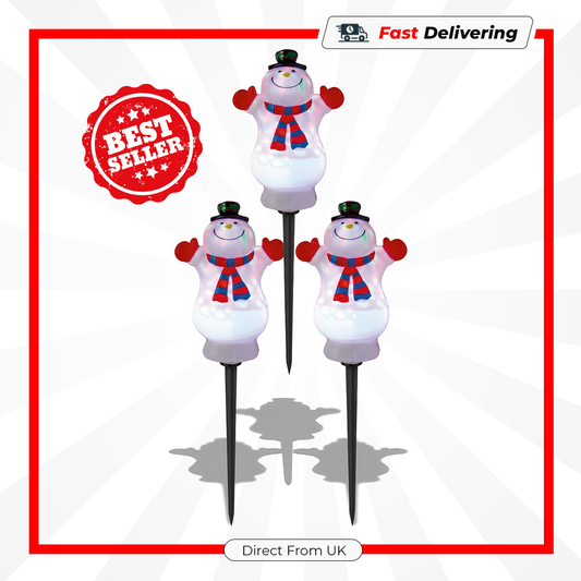 Premier Snowman Path Light 3 Piece 48cm Outdoor Christmas Garden Decoration