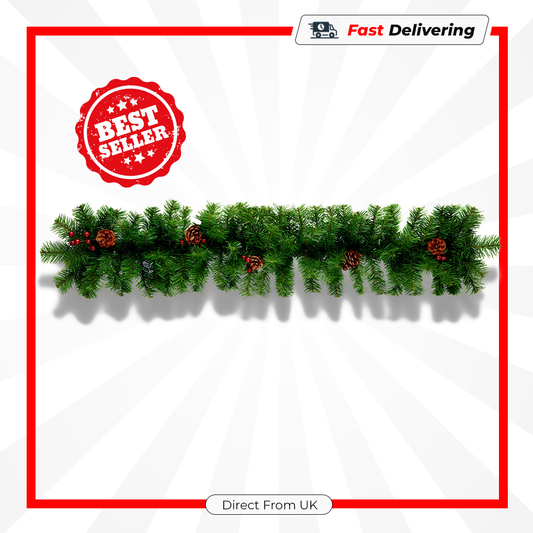 Premier Berry & Cone Christmas Garland 2.7m Festive Pinecone Decoration