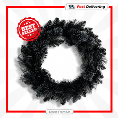 Premier Black Tipped Christmas Wreath 50cm Artificial Festive Door Decoration