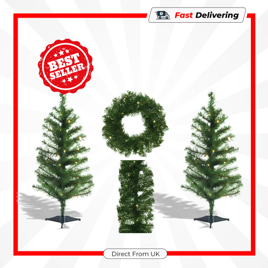 Kaemingk Rovinj Lit Village Decorations Set 4 Warm White Christmas Display