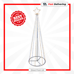 Premier Black LED Pyramid Tree 1.4m 332 Lights Indoor Outdoor Christmas Decor