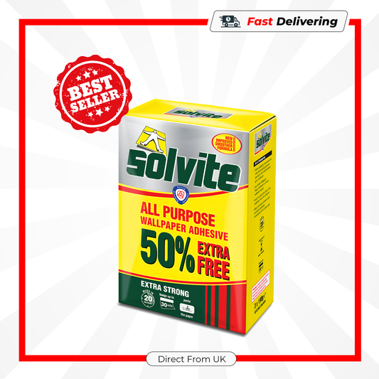 Solvite All Purpose Wallpaper Adhesive 5 Roll + 50% Extra Free Strong Bond