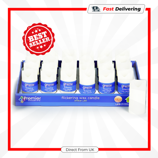 Premier LED Flicker Candle 10cm Cream Battery Operated Christmas Decor