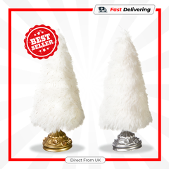 Premier 15cm Cream Fur Christmas Tree Table Ornament Elegant Festive Decor