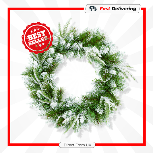 Premier 50cm Fairmont Fir Wreath Silver Glitter Christmas Door Wall Decoration