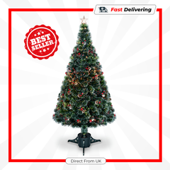 Premier 80cm Fibre Optic Christmas Tree with Pine Cones & Berries Lights