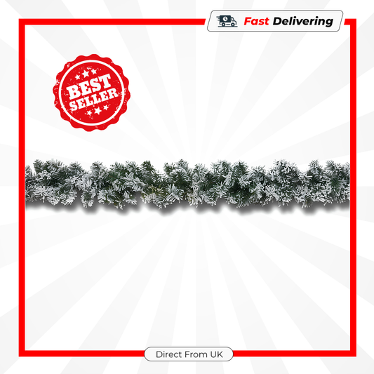Premier 2.7m Flocked Woodcote Garland Snowy Christmas Mantel Door Decoration