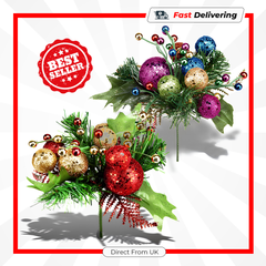 Premier Multi Coloured Glitter Ball Pick Christmas Tree Decoration