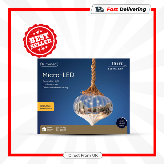 Lumineo 20cm Micro LED Onion Light Classic Warm Christmas Decorative Ornament
