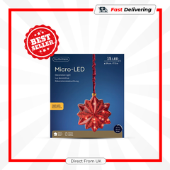 Lumineo Micro LED Star 19cm Red Christmas Decoration Classic Warm White Light