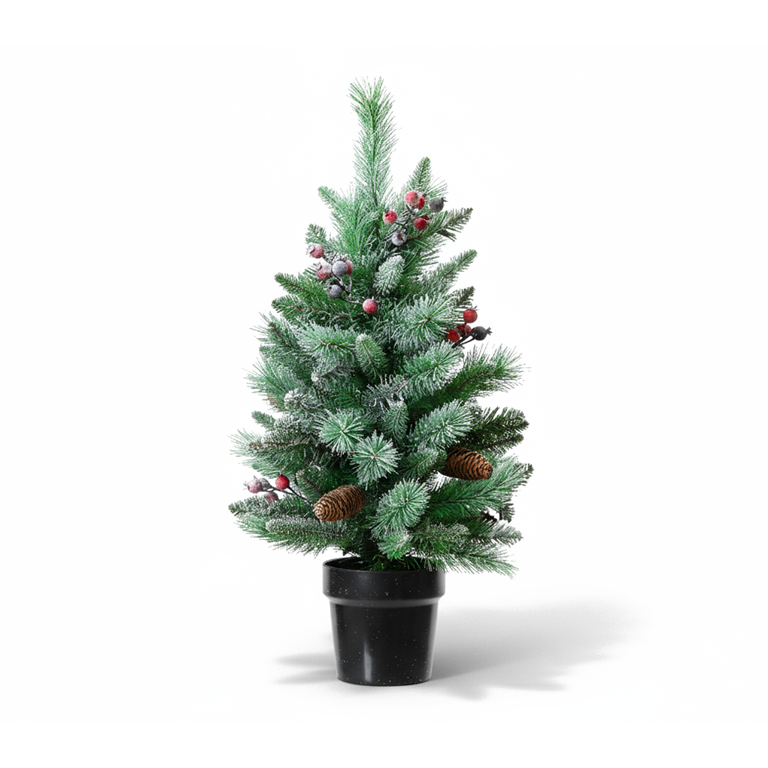 Kaemingk Windham Mini Christmas Tree 75cm Snowy Green & White Tabletop Decor