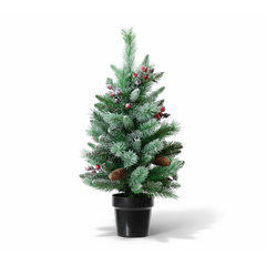 Kaemingk Windham Mini Christmas Tree 75cm Snowy Green & White Tabletop Decor