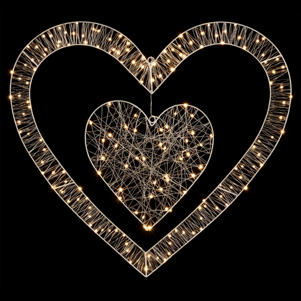 Premier 170 LED Double Heart White Christmas Light 80cm Indoor Outdoor Decor