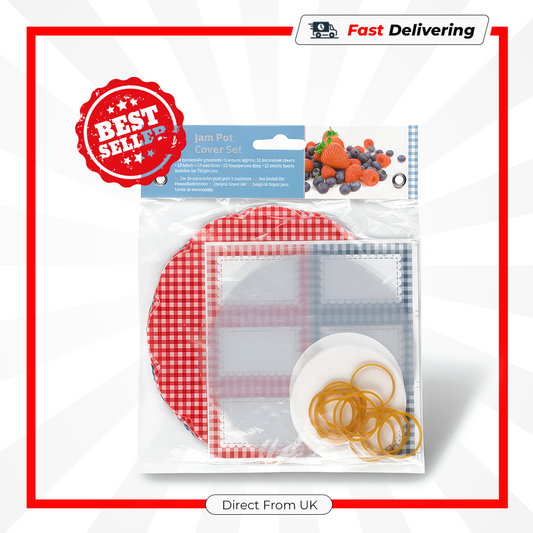 Tala Everyday Gingham Jam Pot Cover Set Reusable Kitchen Jar Lid Tops