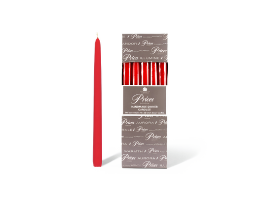 Price's Candles Venetian Red Dinner Candles 10" Pack of 10 Elegant Taper Set