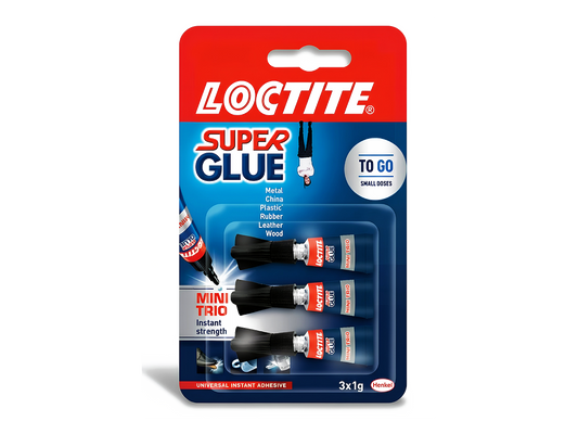 Loctite Mini Trio Super Glue 3 x 1g Fast Strong Clear Bond DIY Repairs