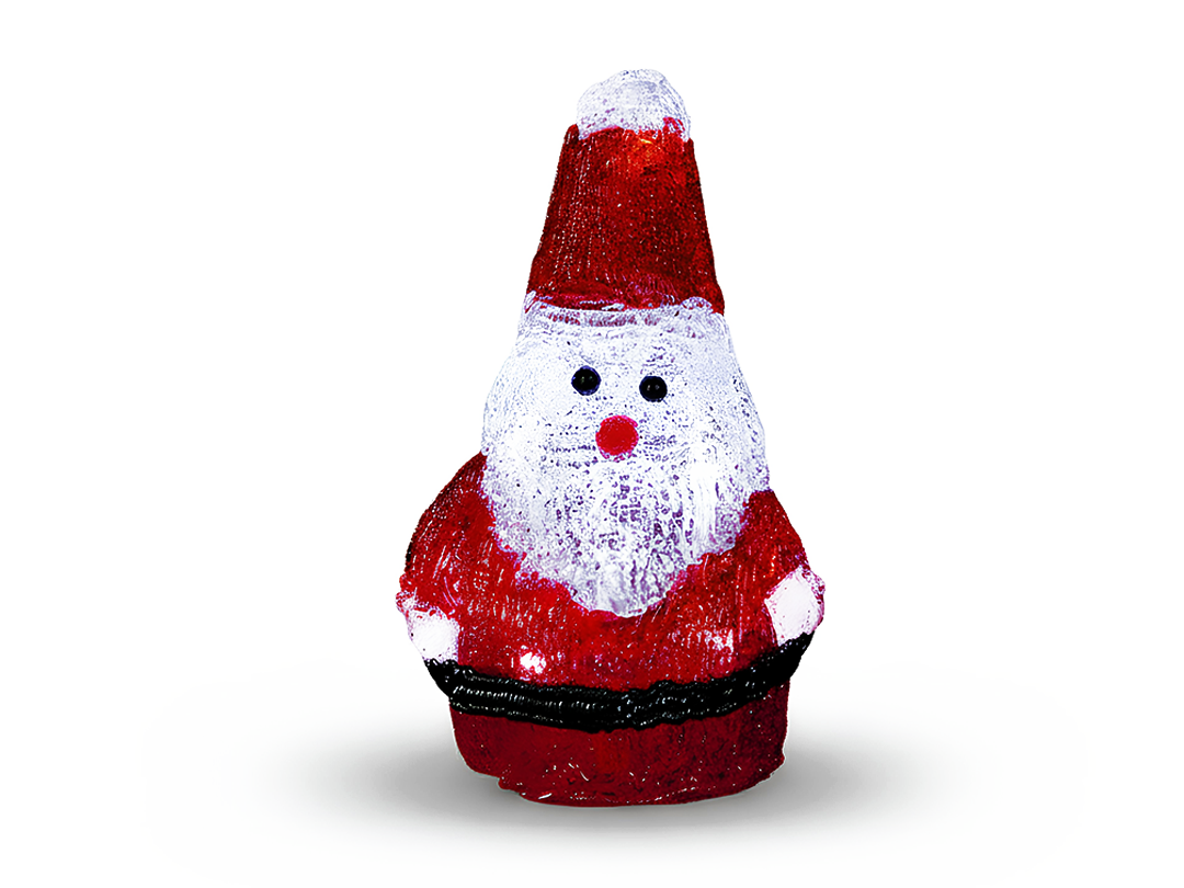 Premier Battery Operated Red Acrylic Santa 10 LED Christmas Decoration 18cm