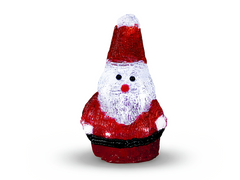 Premier Battery Operated Red Acrylic Santa 10 LED Christmas Decoration 18cm