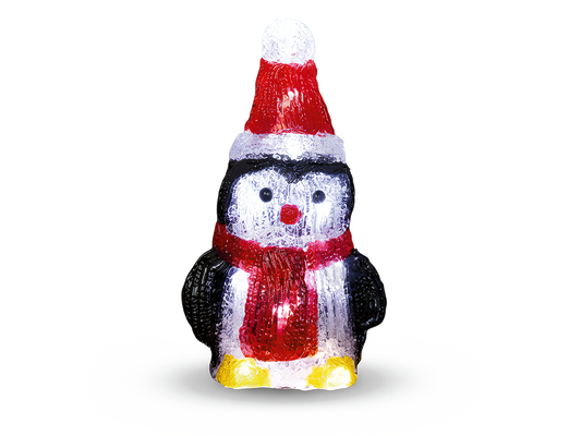 Premier Battery Operated Acrylic Penguin 10 LED Christmas Decoration 19cm