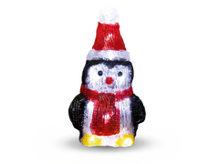 Premier Battery Operated Acrylic Penguin 10 LED Christmas Decoration 19cm