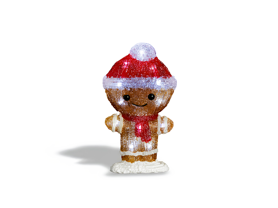 Premier Battery Operated Lit Acrylic Gingerbread With 18 White LEDs 22cm