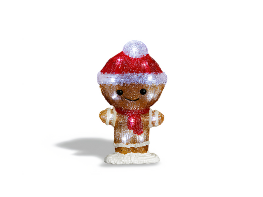Premier Battery Operated Lit Acrylic Gingerbread With 18 White LEDs 22cm