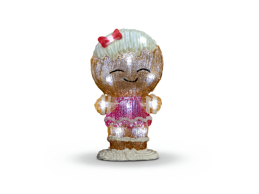 Premier Lit Gingerbread Girl 16 White LEDs Christmas Acrylic Decoration 22cm