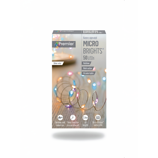 Premier Battery Operated Microbrights 50 LED Rainbow Multi Action Lights