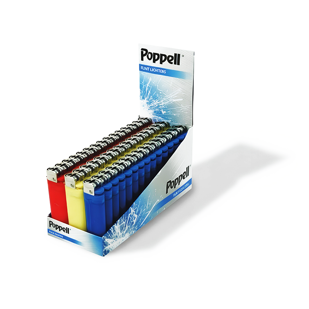 Poppell Flint Disposable Lighters 25 Pack Windproof Strong Flame Bulk Set