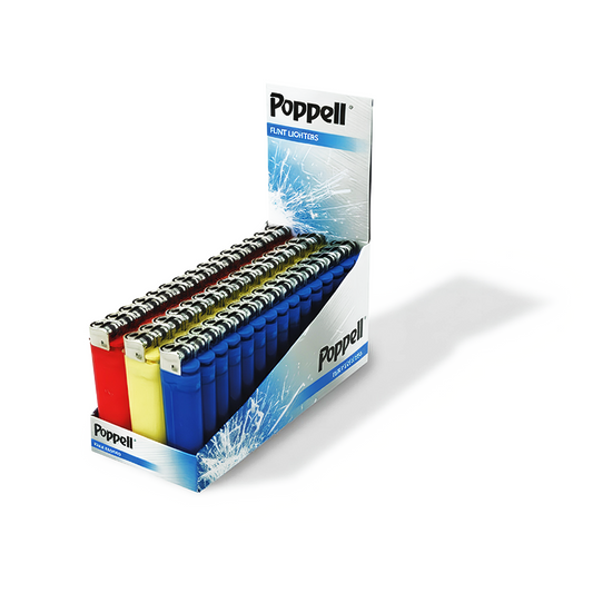 Poppell Flint Disposable Lighters 25 Pack Windproof Strong Flame Bulk Set