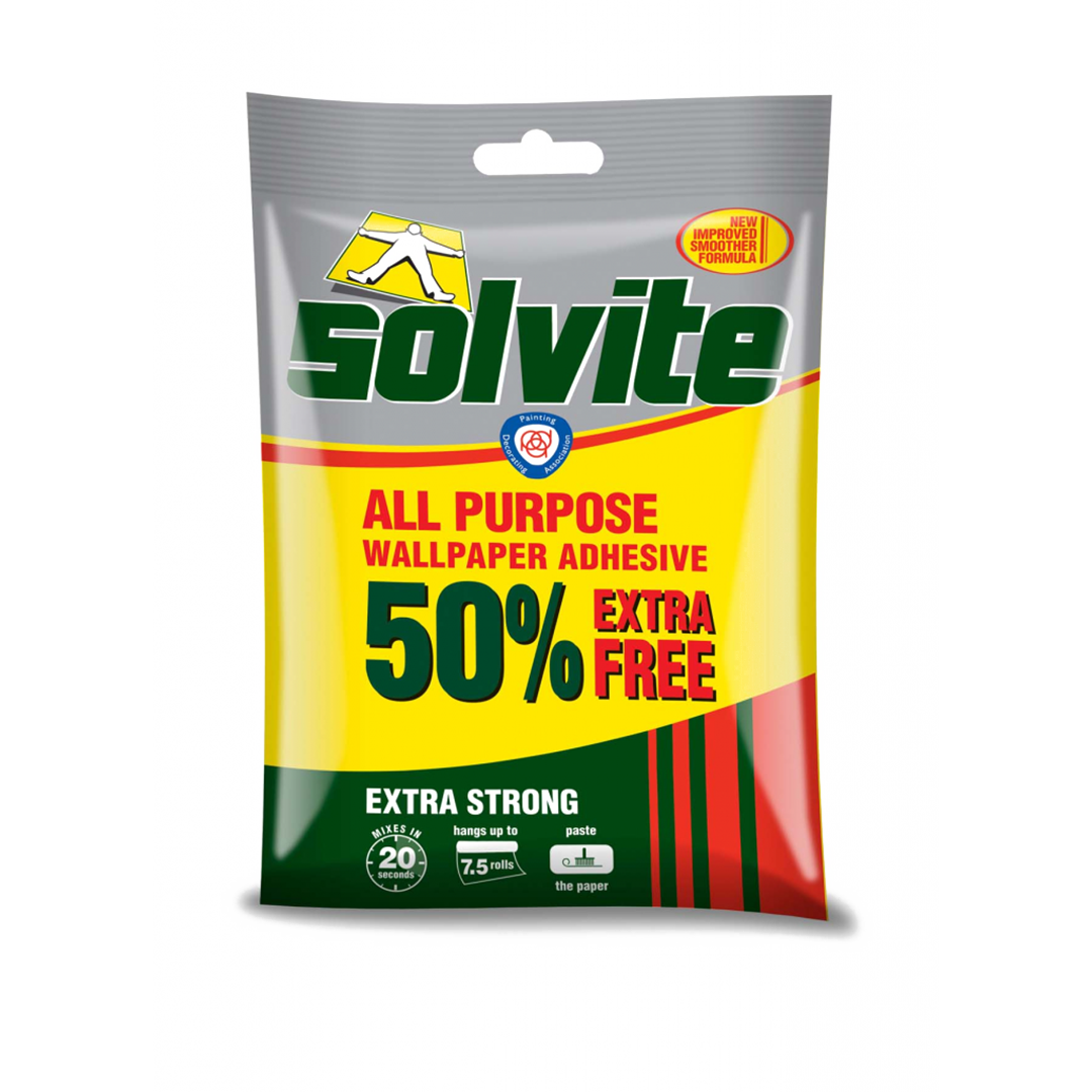 Solvite All Purpose Wallpaper Adhesive 5 Roll + 50% Extra Free Strong Bond