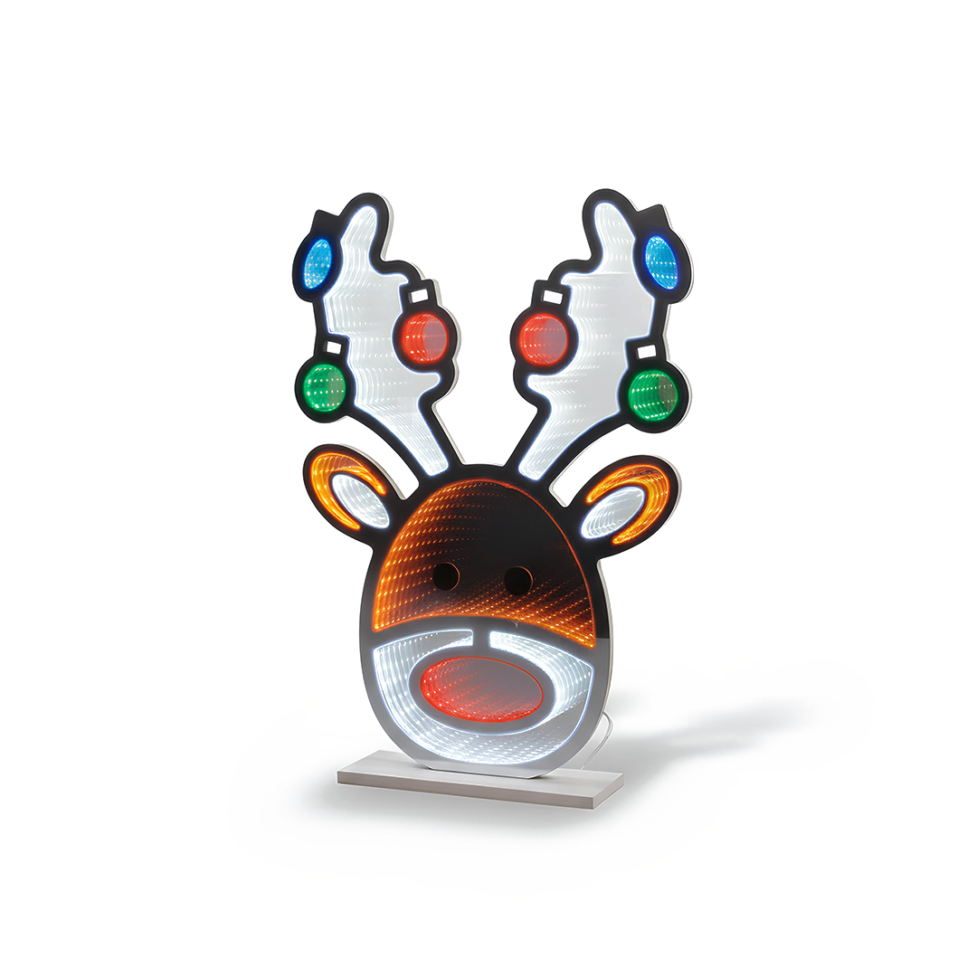 Premier 60cm Stag Head Infinity Mirror Light Up Wall Art Christmas Decoration