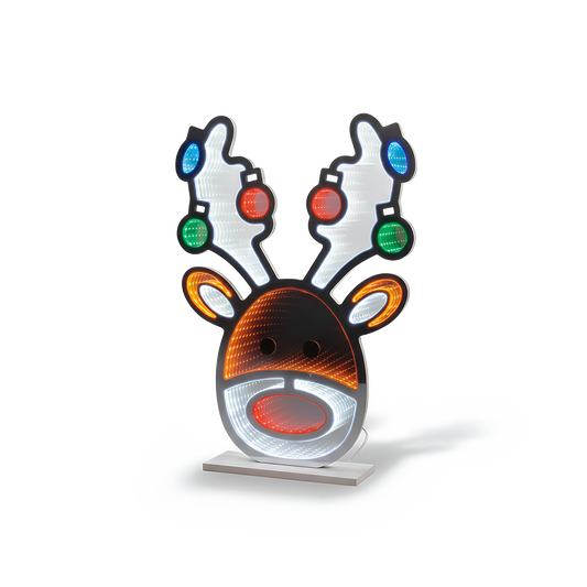 Premier 60cm Stag Head Infinity Mirror Light Up Wall Art Christmas Decoration