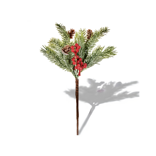 Premier 32cm Cone & Berry Pick Christmas Decoration Rustic Festive Accent