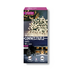 Premier 100 LED White Connectable Christmas String Lights Indoor Outdoor