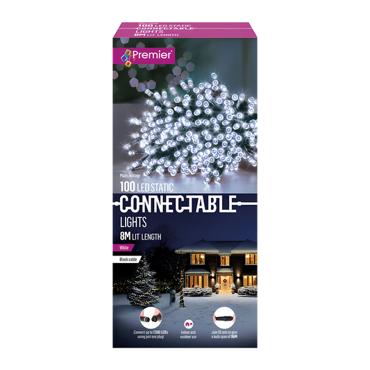 Premier 100 LED White Connectable Christmas String Lights Indoor Outdoor