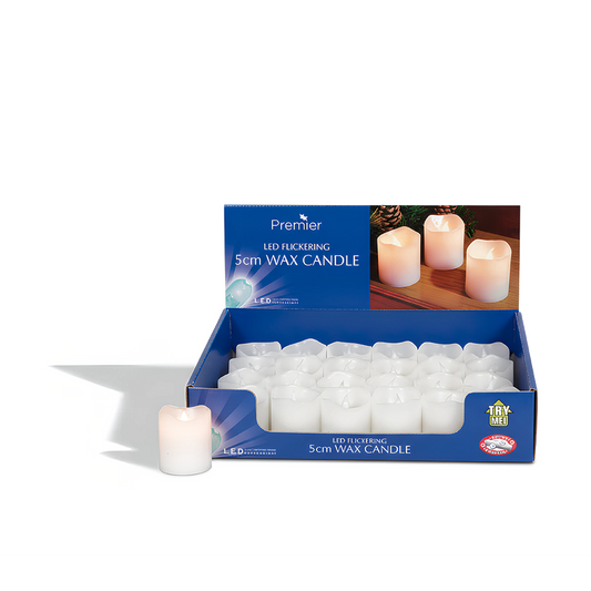 Premier 5cm Cream Flicker LED Wax Candle Realistic Flame Battery Operated