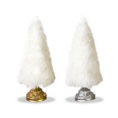 Premier 15cm Cream Fur Christmas Tree Table Ornament Elegant Festive Decor