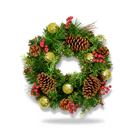 Premier 40cm Gold Dressed Christmas Wreath Elegant Festive Door Decoration