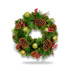 Premier 40cm Gold Dressed Christmas Wreath Elegant Festive Door Decoration