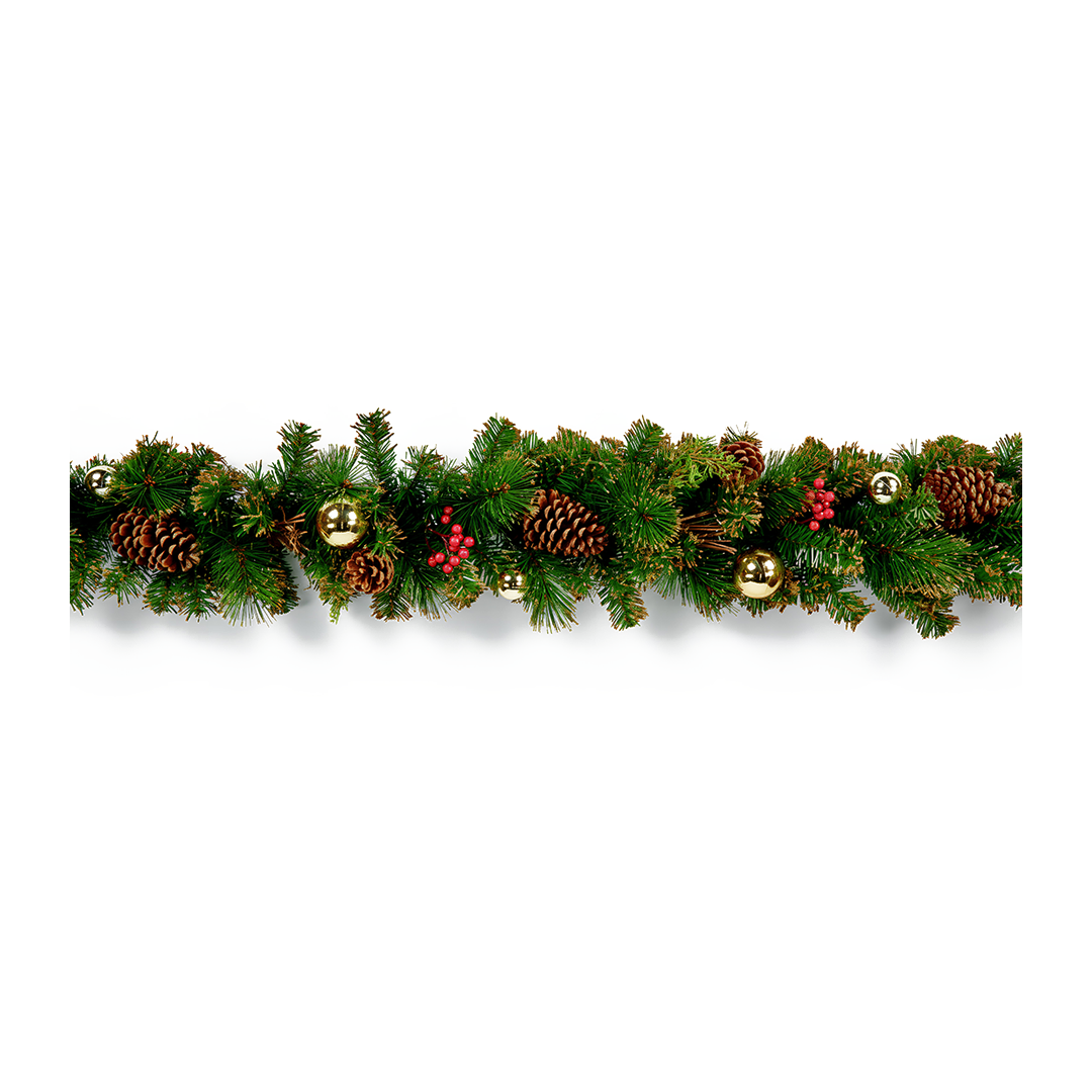 Premier 1.8m Gold Dressed Christmas Garland Festive Holiday Decoration