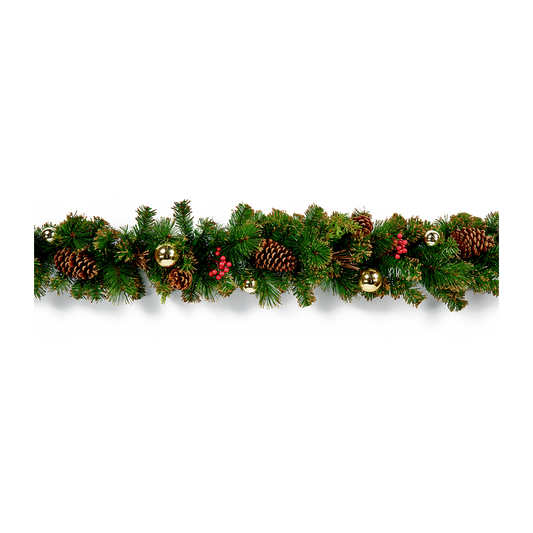 Premier 1.8m Gold Dressed Christmas Garland Festive Holiday Decoration