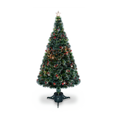 Premier 80cm Fibre Optic Christmas Tree with Pine Cones & Berries Lights