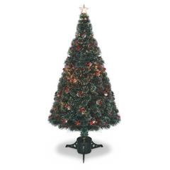 Premier 80cm Fibre Optic Christmas Tree with Pine Cones & Berries Lights