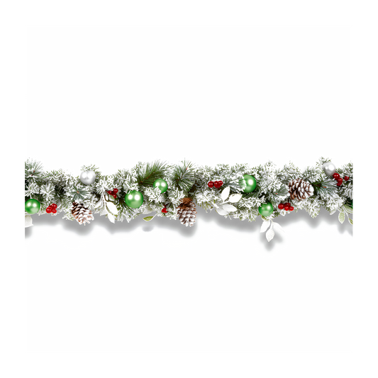 Premier 1.8m Flocked Pine Christmas Garland Snowy Festive Holiday Decoration