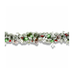 Premier 1.8m Flocked Pine Christmas Garland Snowy Festive Holiday Decoration