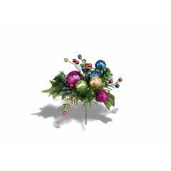 Premier Multi Coloured Glitter Ball Pick Christmas Tree Decoration