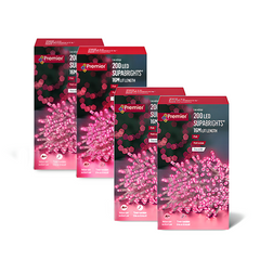 Premier 200 LED Multi Action Supabrights With Timer Pink/Clear Cable