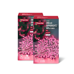 Premier 200 LED Multi Action Supabrights With Timer Pink/Clear Cable
